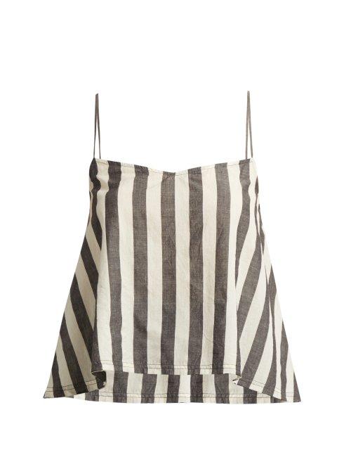 Matchesfashion.com Anaak - Akari Striped Cotton Cami Top - Womens - Grey White