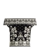Alexander Mcqueen Floral-jacquard Off-the-shoulder Knit Cropped Top