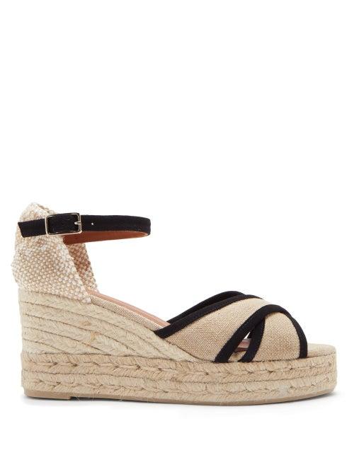 Matchesfashion.com Castaer - Brity 60 Espadrille Wedge Sandals - Womens - Black Beige