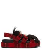 Matchesfashion.com Simone Rocha - Embellished Tartan Tweed Platform Sandals - Womens - Black Red
