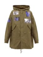 Matchesfashion.com Raf Simons - Film Print Patch Cotton Blend Hooded Parka - Mens - Khaki