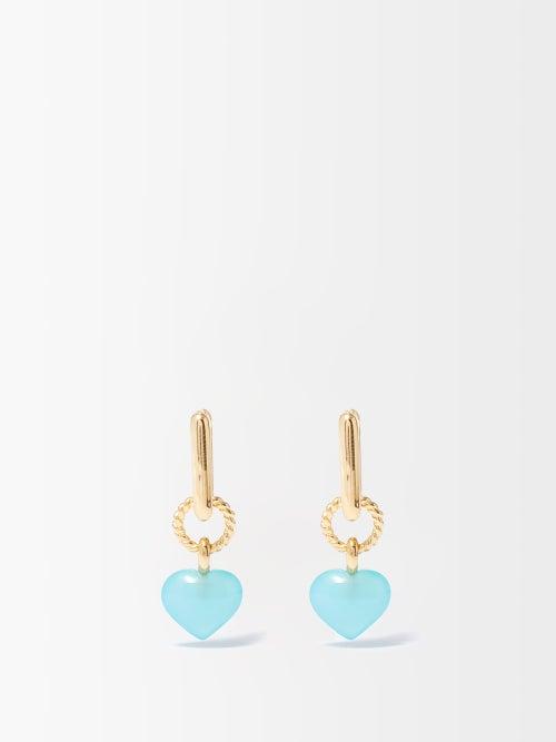 Missoma - Heart Chalcedony & 18kt Gold-vermeil Hoop Earrings - Womens - Light Blue