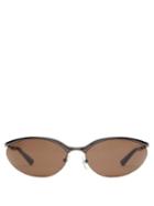 Matchesfashion.com Balenciaga - Fire Oval Metal Sunglasses - Mens - Black
