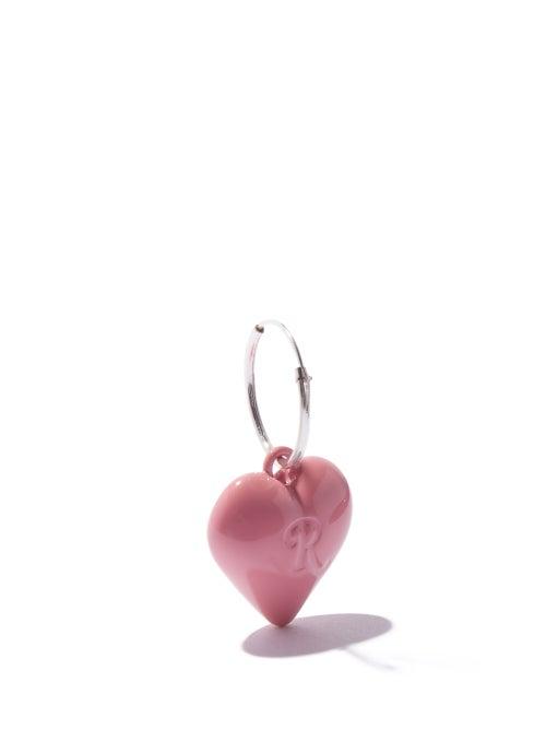 Raf Simons - Heart Sterling-silver Single Hoop Earring - Womens - Pink