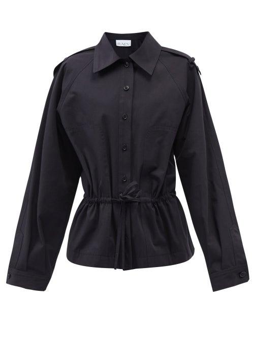 Raey - Short Drawstring Waist Ripstop Cotton Parka - Womens - Dark Navy