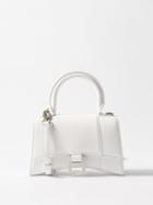 Balenciaga - Hourglass Xs Crystal-logo Leather Bag - Womens - White