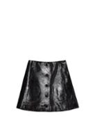 Khaite - Sam Buttoned Patent-leather A-line Mini Skirt - Womens - Black