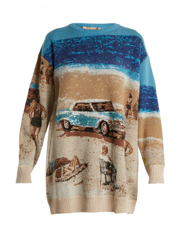 No. 21 Oversized Cadillac-intarsia Knit Sweater