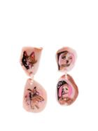 Matchesfashion.com Claire Barrow - Dog Face Drop Clip On Earrings - Womens - Pink Multi