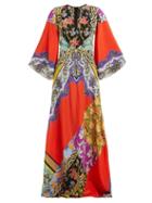 Matchesfashion.com Etro - Somerset Patchwork Silk Maxi Dress - Womens - Orange Multi