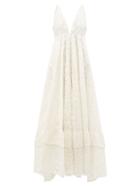 Loveshackfancy - Devyn V-neck Broderie-anglaise Gown - Womens - White