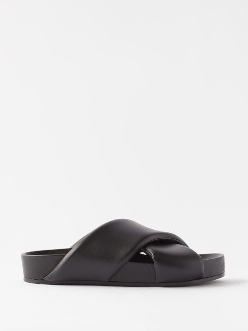 Jil Sander - Padded Leather Platform Slides - Mens - Black