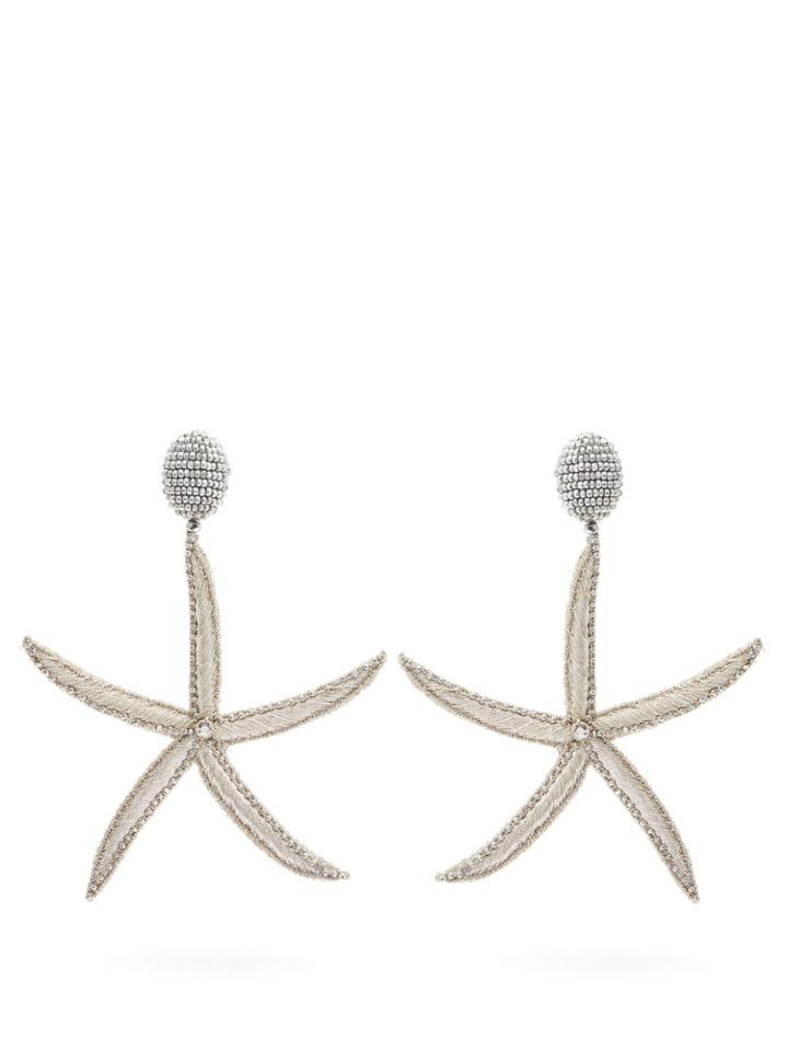 Oscar De La Renta Starfish Bead-embellished Drop Clip-on Earrings