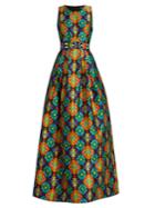 Andrew Gn Geometric-print Sleeveless Gown
