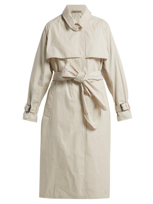 Matchesfashion.com Bottega Veneta - Single Breasted Cotton Blend Trench Coat - Womens - Grey