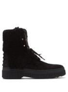 Matchesfashion.com Tod's - Shearling And Suede Ankle Boots - Womens - Black
