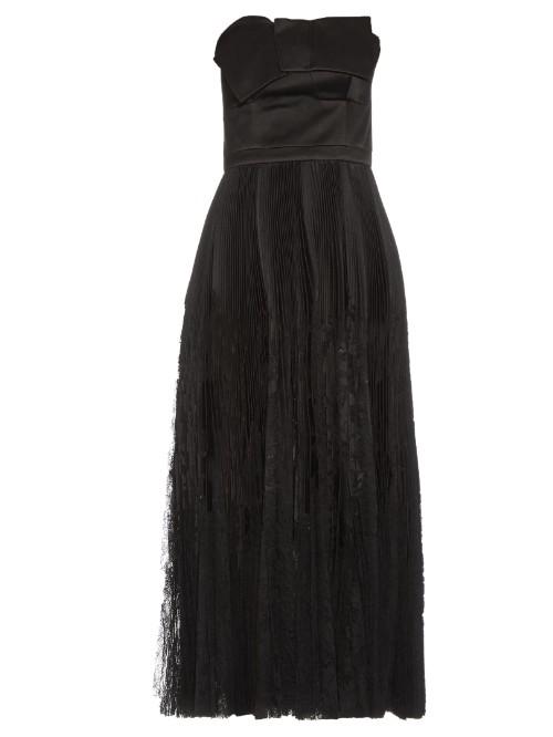 Alexander Mcqueen Strapless Fan-pleated Silk Dress