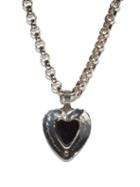 Alexander Mcqueen - Heart-pendant Antiqued-effect Necklace - Womens - Black Silver