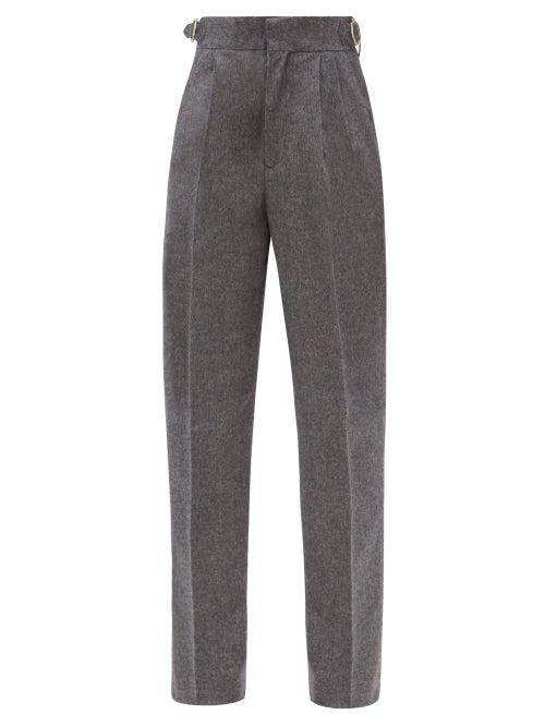 Matchesfashion.com Umit Benan B+ - High-rise Pleated Camel Tapered Trousers - Womens - Grey