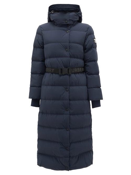 Matchesfashion.com Burberry - Eppingham Belted Quilted Down Coat - Womens - Navy