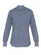 Matchesfashion.com Prada - Geometric Print Cotton Poplin Shirt - Mens - Blue Multi