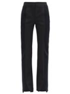 Matchesfashion.com Burberry - Ribbed-panel Flared Wool-barathea Suit Trousers - Womens - Black