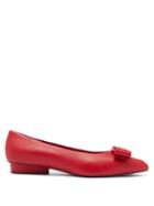 Matchesfashion.com Salvatore Ferragamo - Viva Leather Point-toe Flats - Womens - Red