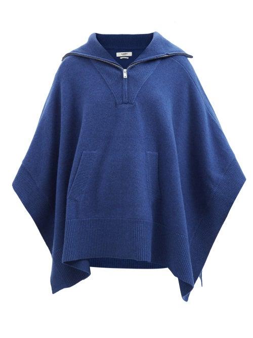Isabel Marant Toile - Becky Zipped Wool-blend Poncho - Womens - Navy