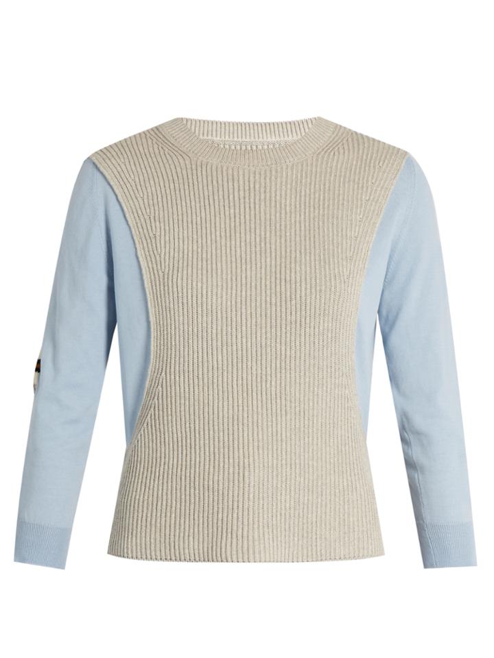 Maison Margiela Contrast-panel Ribbed-knit Cotton Sweater