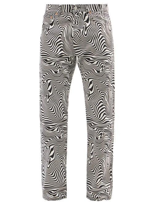 Vetements - Zebra-print Straight-leg Jeans - Mens - Black White