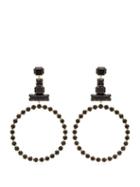 Matchesfashion.com Isabel Marant - Crystal Embellished Hoop Drop Earrings - Womens - Black