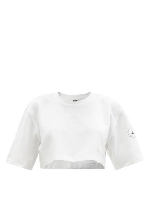 Matchesfashion.com Adidas By Stella Mccartney - Future Playground Cotton-blend Cropped T-shirt - Womens - White