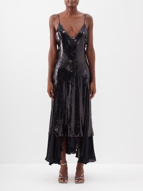 Khaite - Clover Sequinned Chiffon Dress - Womens - Black