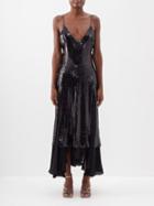Khaite - Clover Sequinned Chiffon Dress - Womens - Black