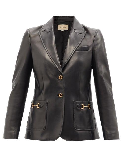 Gucci - Horsebit-embellished Leather Jacket - Womens - Black