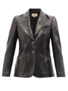 Gucci - Horsebit-embellished Leather Jacket - Womens - Black