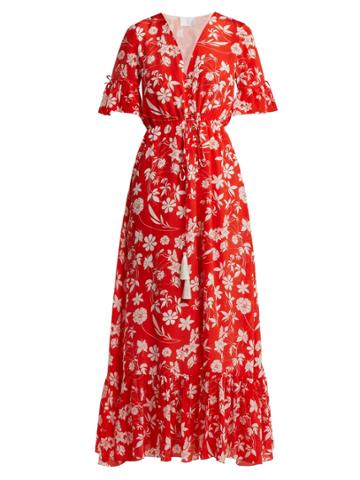 Athena Procopiou Farrah Floral Print Silk Dress