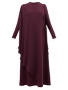 Matchesfashion.com Valentino - Cape Back Silk Crepe Dress - Womens - Purple