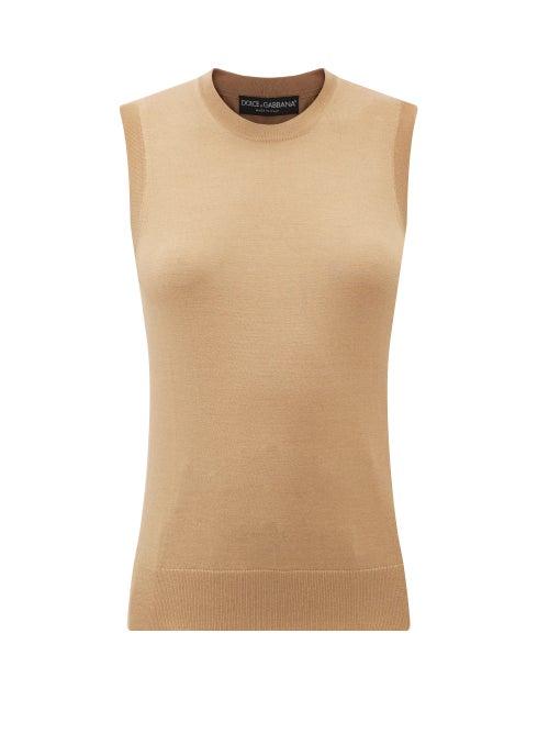 Matchesfashion.com Dolce & Gabbana - Cashmere Sleeveless Sweater - Womens - Beige