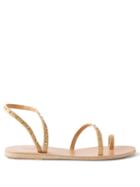 Ancient Greek Sandals - Apli Gold-studded Raffia And Leather Sandals - Womens - Beige