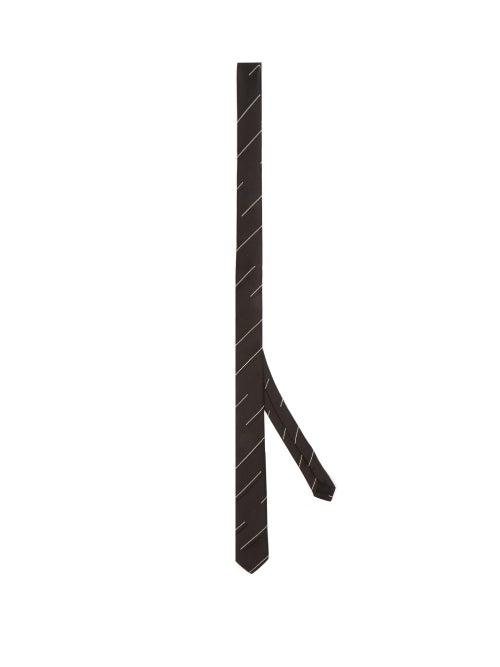 Matchesfashion.com Saint Laurent - Broken-stripe Silk-twill Tie - Mens - Black