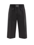 Matchesfashion.com Versace - Logo-patch Wool-blend Fresco Low-cut Shorts - Mens - Black