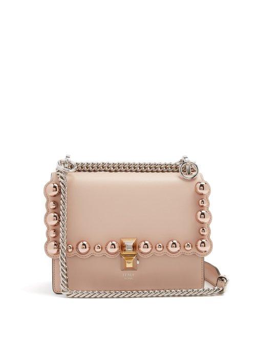 Matchesfashion.com Fendi - Kan I Small Embellished Leather Cross Body Bag - Womens - Light Pink