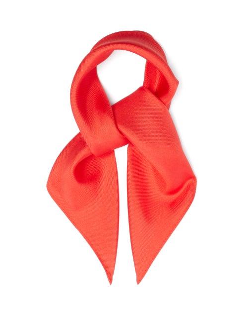 Matchesfashion.com Lescarf - Logo-print Silk-twill Scarf - Womens - Red