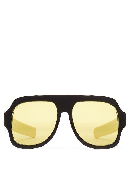 Matchesfashion.com Gucci - D Frame Acetate Sunglasses - Mens - Black