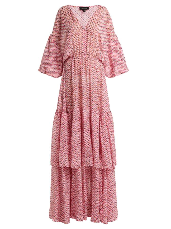 Saloni Nikki Paisley-print Crepe De Chine Silk Dress