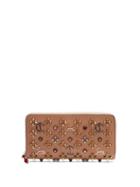 Matchesfashion.com Christian Louboutin - Panettone Embellished Zip Around Leather Wallet - Womens - Nude