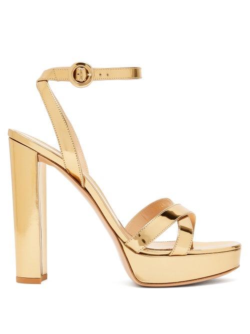 Matchesfashion.com Gianvito Rossi - Poppy 100 Metallic-leather Platform Sandals - Womens - Gold