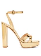 Matchesfashion.com Gianvito Rossi - Poppy 100 Metallic-leather Platform Sandals - Womens - Gold