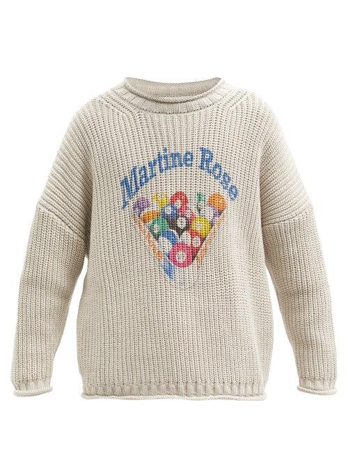 Matchesfashion.com Martine Rose - Basset Logo-print Cotton-blend Sweater - Mens - Beige